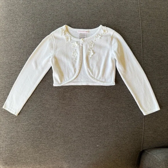 Bonnie Jean White Cardigan Knit Long Sleeve Fashion Cotton toddler Girl 5/ 5T - Picture 3 of 7